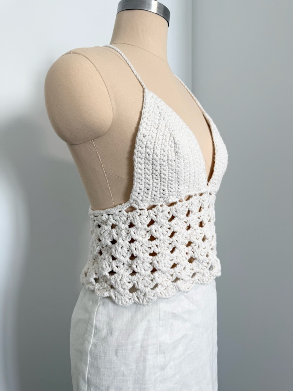 Handmade Lace Up Back Crochet 100% Cotton Summer Bra Top
